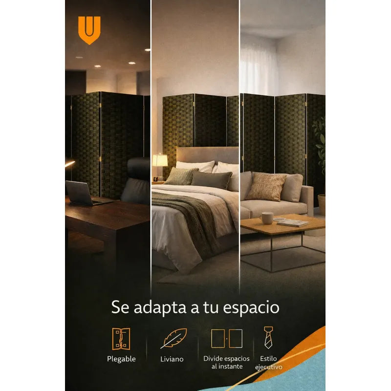 Biombo Tela Moderno Ambientes Separador 180 Cm 4 Puertas Verde Profundo Moderno Decoracion Interior Hogar Oficina Panel Separador Ambientes Elegante Estilo Geometrico Decorativo Divisor Ambientes...