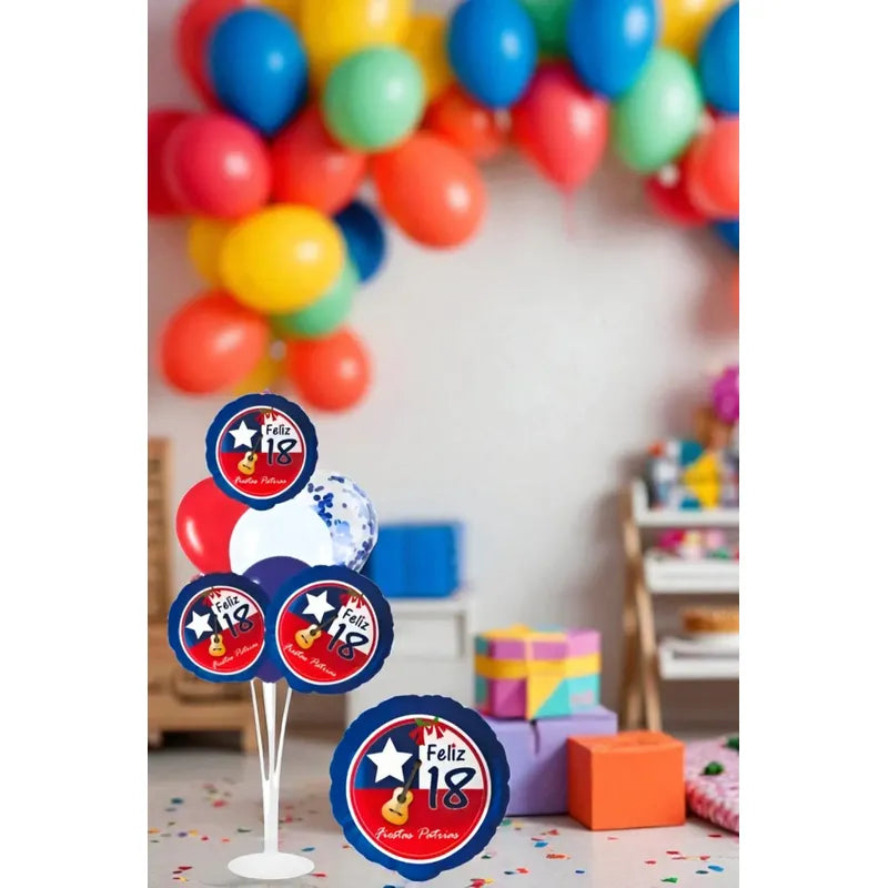 Globos Decorativos Fiestas Patrias Bandera Chile Decoracion Azul