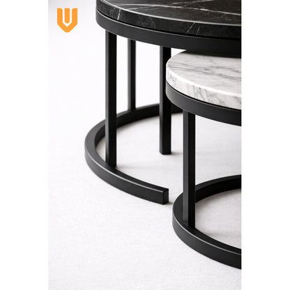 Mesa Centro Redonda Anidada Set 2 Mesas Auxiliares Madera