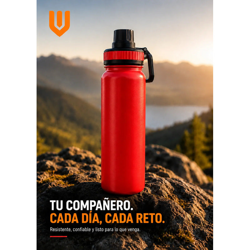Termo Botella Acero Inoxidable Agua Termica Bebidas Camping Rojo
