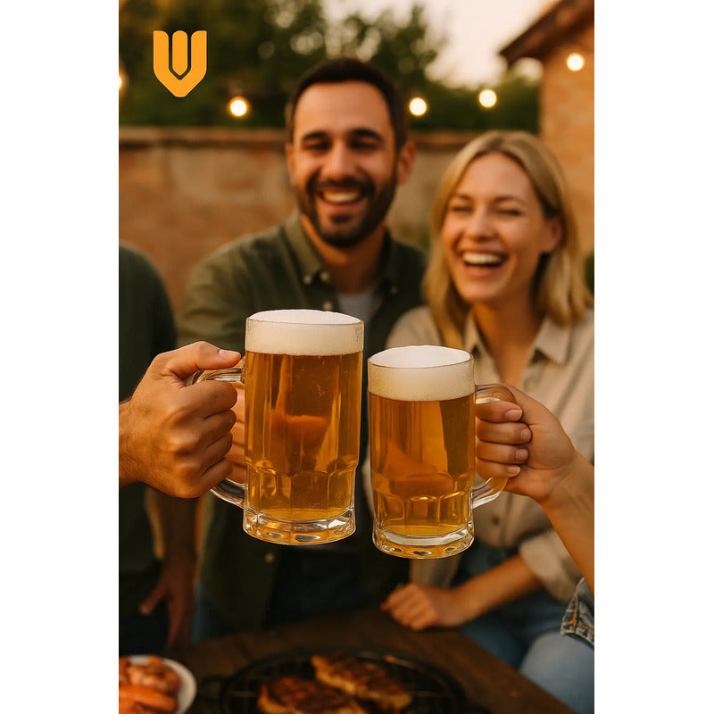2 Vasos Cerveceros Vidrio Shoperos Shot Jarra Cerveza Transparente
