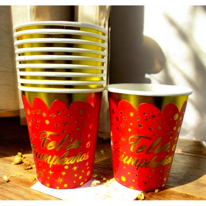 10 Vasos Desechables Cumpleaños Decoracion Feliz Cumpleaños