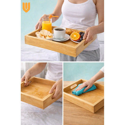 Bandeja Desayuno Bambu Cocina Cama Hogar Rectangular 40x28 Bambú