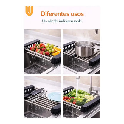 2 Escurridores Ajustables Lavaplatos Cocina Ahorra Espacio Negro