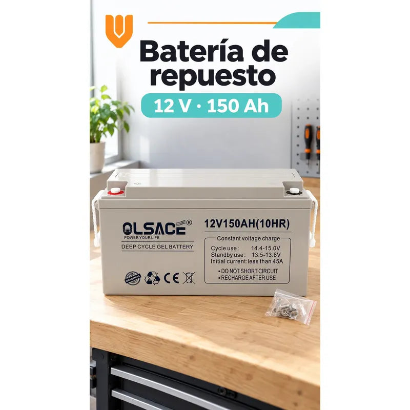 Bateria Gel 12v 150 Ah Ciclo Profundo Solar Repuesto Gris Batería Gel Solar Ciclo Profundo 12v 150ah Olsace Repuesto Recargable Respaldo Doméstico Energía Tornillos