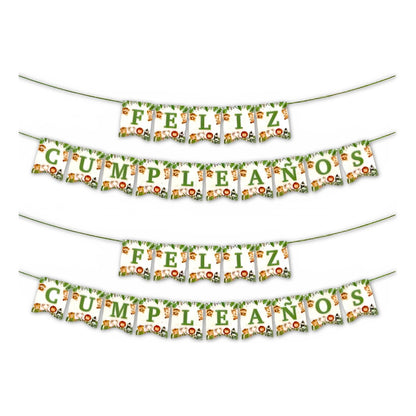 2 Banderín Guirnalda Safari Feliz Cumpleaños Banderín Safari
