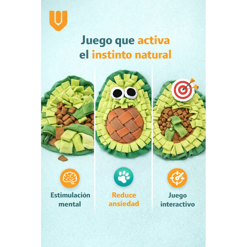 Alfombra Olfativa Palta Dispensador Juegos Perros Estimulaci Verde Palta Aguacate Natural Tonos Hoja Jardin Mascota Juguete Interactivo Estimulacion Mental Tela Suave Lavable Resist