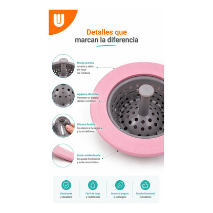 Filtro Bacha Pileta Rejilla Silicona Tapon Universal Cocina Multicolor Pequeño