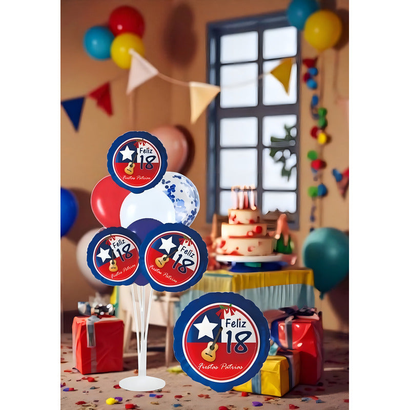 Globos Decorativos Fiestas Patrias Bandera Chile Decoracion Azul Viva Chile