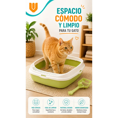 Vitrineon Arenero Practico Liviano Uso Diario Gatos Interior Verde