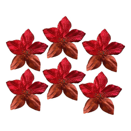 6 Flores Navideñas Adornos Arbol Navidad Flores Decoración