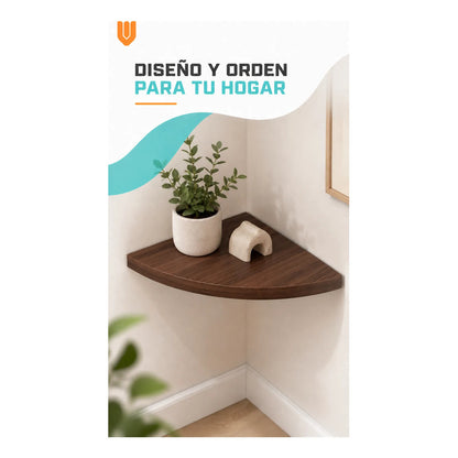Repisas Flotante Café Acabado Madera Pared 30cm Esquinera Repisa Esquinera Flotante Acabado Madera Cuarto Círculo Borde Curvo Fijación Oculta Mural Decorativa 30cm