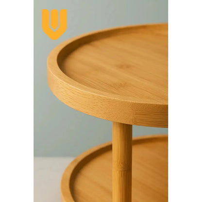 Porta Cupcake Vitrineon Bambu Giratoriodulces Decorativa Bambu Tono Madera Natural Claro Elegante Moderno Decorativo Mesa Dulces Postres Estilo Nordico Visual Premium Hogar