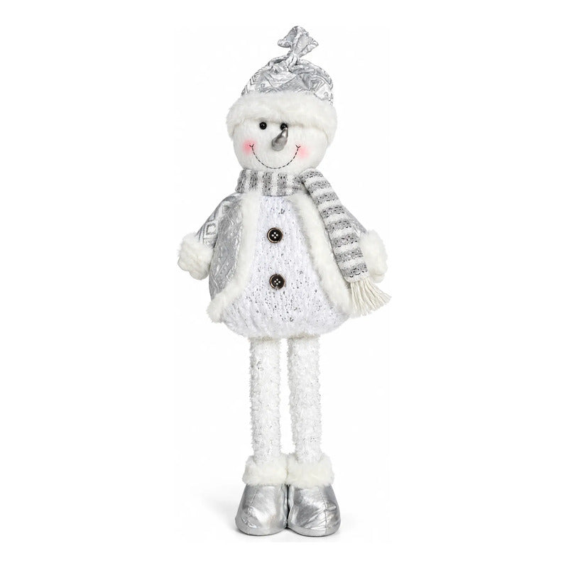Muñeco Nieve Navideño 62cm Retraible Decorativo Figura Blanco Muñeco Adorno Navideño Muñeco Papá Noel Viejito Pascuero Santa Claus Gorro Barba Blanca Figura Verdes Cascabel 62cm Retraible