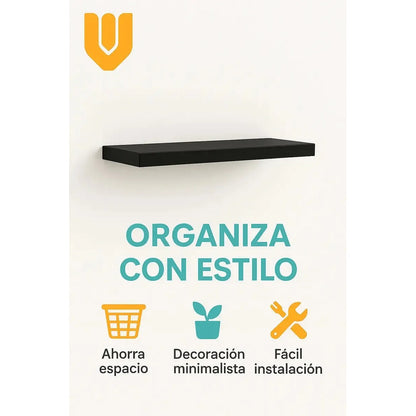 Repisa Mdf Flotante Resistente 60x15 Estante Moderno Pared Negro