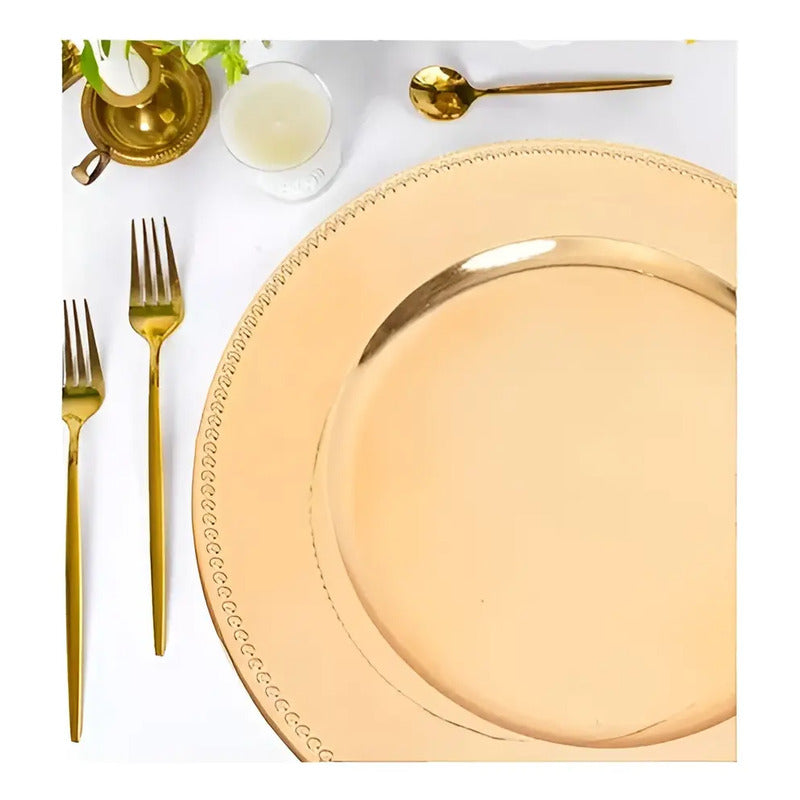 Plato Base Dorado Vajilla Navidad Juego De Plato Dorado 33cm