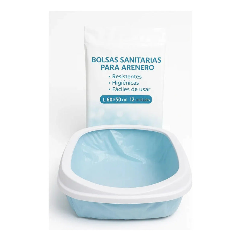 24 Bolsas Arenero Gatos Bolsa Sanitarias Desechables 60x50cm Bolsas Arenero Gato Desechables 60 X 50 Cm Pack 12 Sanitario Multicolor Resistentes Grandes Higiene Mascotas Premium Transparente