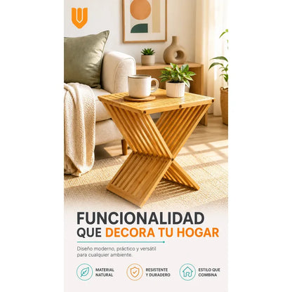 Mesa Plegable De Madera Natural Ahorra Espacio Hogar Terraza Madera Natural Beige Miel Claro Tonos Cálidos Vetas Visibles Nudos Auténticos Acabado Rústico Hogar Terraza Camping