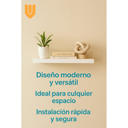 Repisa Flotante Estantes Pared Dormitorio Baño Mdf 50x15 Cm Blanco