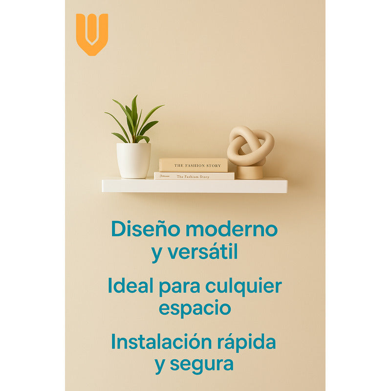 4 Repisa Flotante Dormitorio Baño Estantes Pared Mdf 40x15cm Blanco