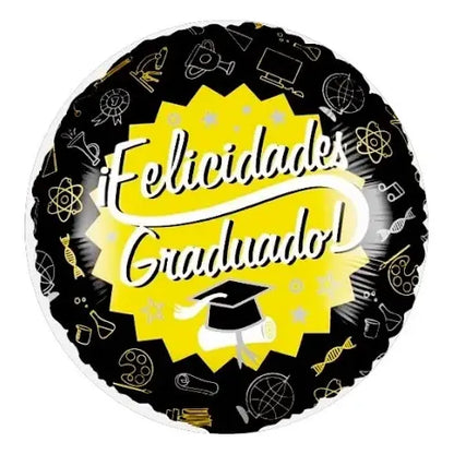 Globo Redondo Metalizado Graduación Decoracion Grado Fiesta