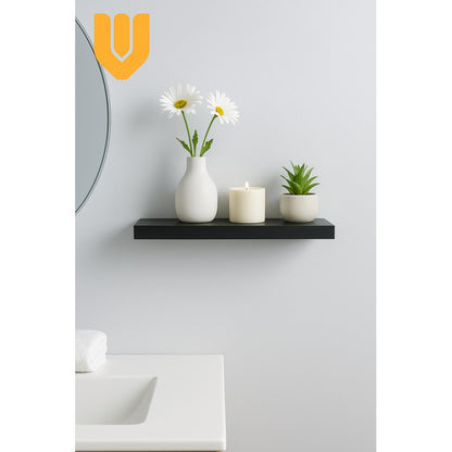 3 Repisa Flotante Dormitorio Baño Estantes Pared Mdf 40x15cm Negro