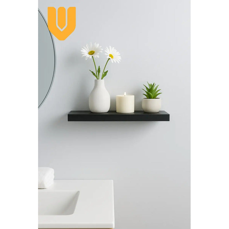 3 Repisa Flotante Dormitorio Baño Estantes Pared Mdf 40x15cm Negro