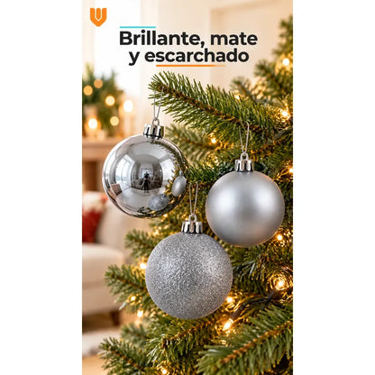 20 Esferas Navidad Adorno Bolas Decorativas 7cm Plateado Esferas Navideñas Doradas Pack 20 Plateado Esferas Navideñas Bolas... 7cm