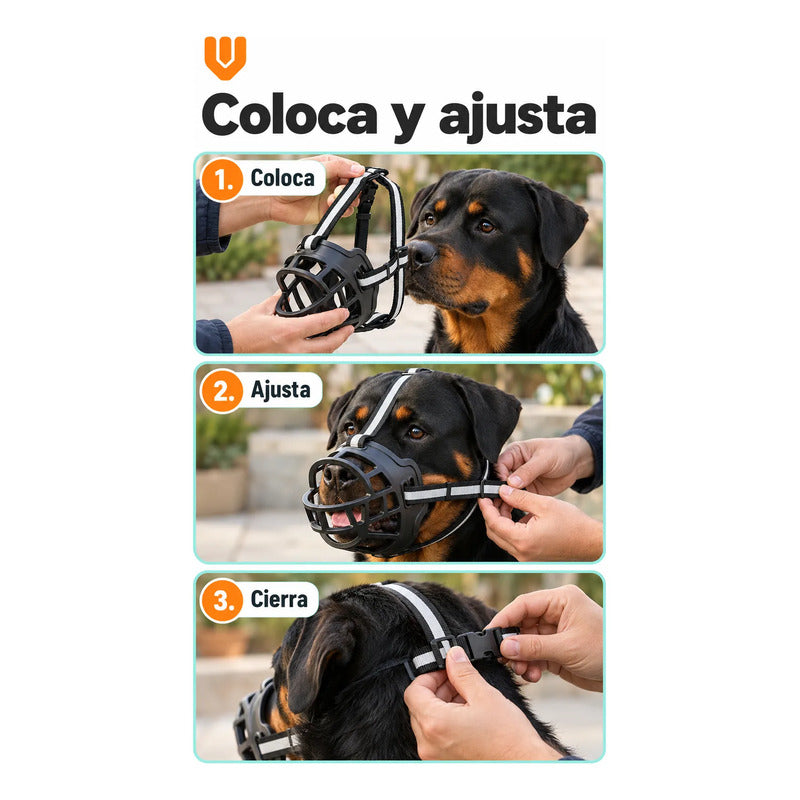 Vitrineon Bozal L Nylon Goma Firme Ajuste Seguro Canino Negro Mediano