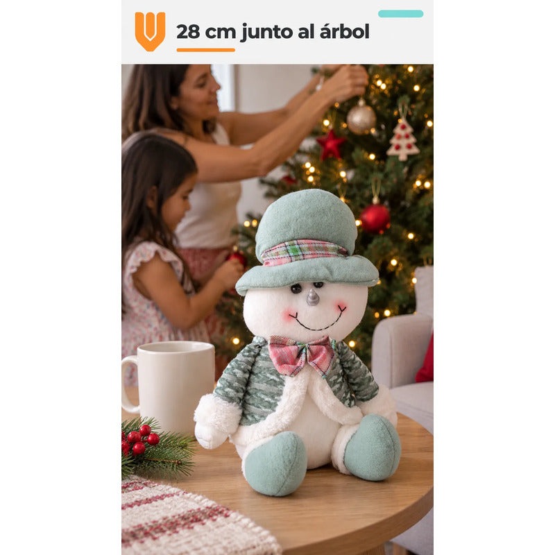Muñeco Navideño 28cm Decorativo Adornar Figuras Navidad Blanco Muñeco Adorno Navideño Muñeco Papá Noel Viejito Pascuero Santa Claus Gorro Barba Blanca Figura Verdes Cascabel 28cm-nieve