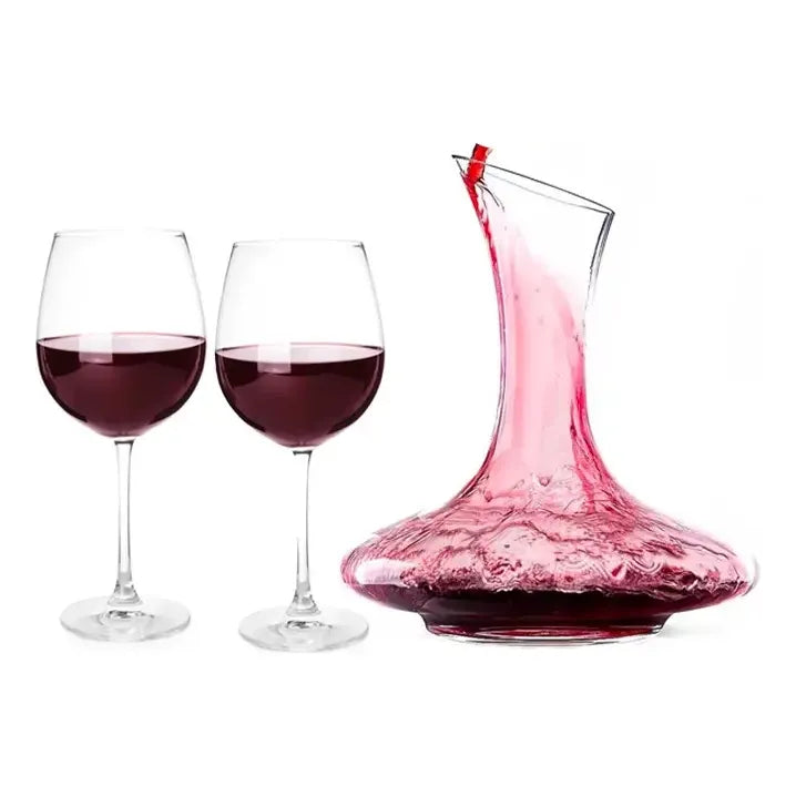 Set Aireador Para Vinos Decantador + X2 Copas De Vino Copas Transparente