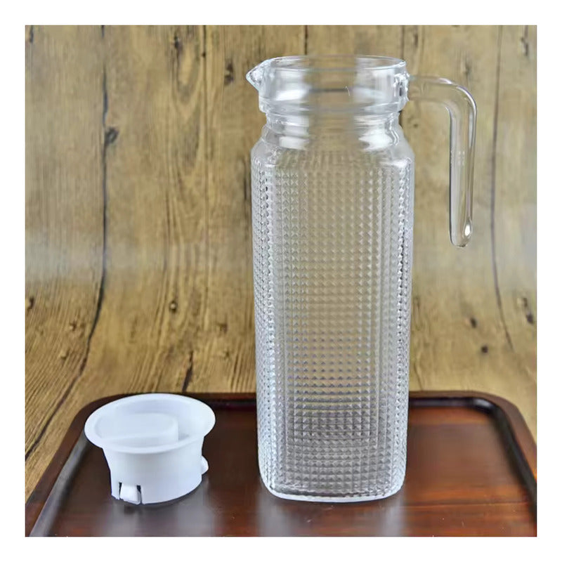 Jarra De Vidrio Agua Jarra De Jugo Jarra Con Tapa Vintage