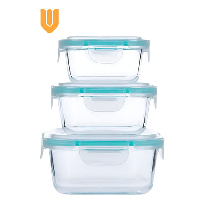 Vitrineon Cl Set 3 Taper Hermético Vidrio Contenedor Cocina