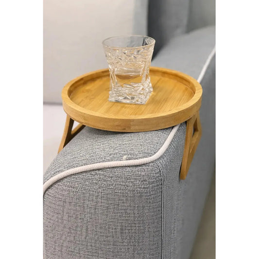 Bandeja Reposabrazos Sofa Bambú Circular Porta Vasos Premium Bandeja Reposabrazos Sofa Bambú Porta Bebidas Porta Vasos Soporte Snacks Control Remoto Organizador Living Mesa Auxiliar