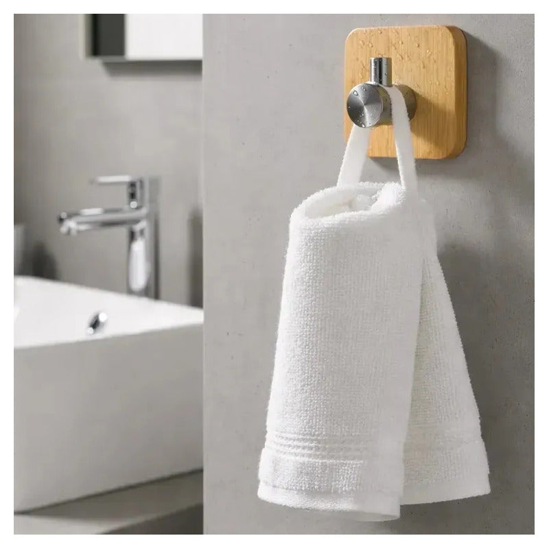 Pack 4 Unidades Colgantes Domesticos Sujetador Multiuso Made Madera Bambu Natural Tonalidad Calida Estilo Nordico Decoracion Interior Minimal Hogar Ambiente Zen