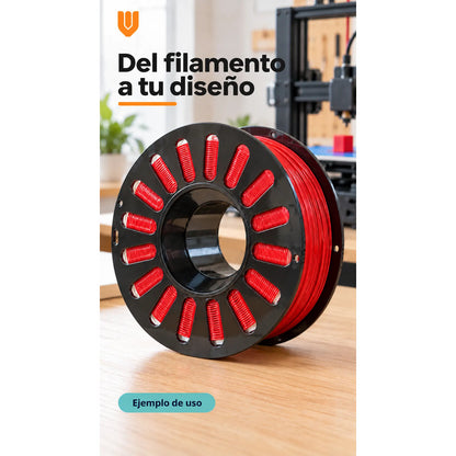 Filamento Impresora 3d Rojo 1,75mm ±0,02mm Rollo Carrete Rojo Filamento Impresión Tridimensional Bobina Rollo Carrete Negro Modelado Digital Prototipos Figuras Diseños Maquetas 1,75 Mm