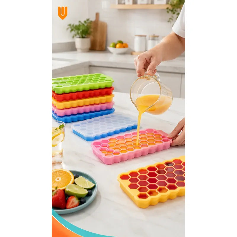 X2 Hielera Cubeta De Hielo Silicona Molde Para Hielo 37cav Hielera Cubetera Moldes Para Hielo Silicona Con Tapa Bandeja Cubitos Congelador Cocteles Whisky Bebidas Cocina Bar Hogar