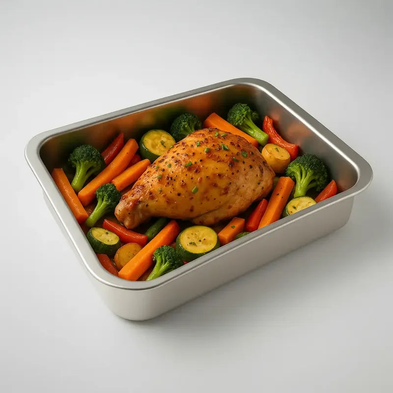 Bandeja Para Horno Bandeja Acero Inoxidable Multiuso 31x21cm Gris Claro