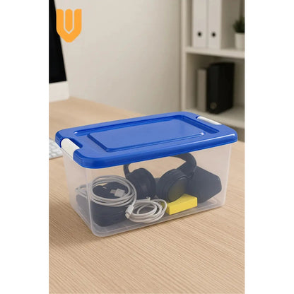 Caja Transparente Ropa Juguete Oficina Almacenamiento Caja Almacenamiento Apilable Diseño Minimalista Organizacion Hogar Optimizacion Espacio Contenedor Funcional Moderno Cristal Claro Azul...