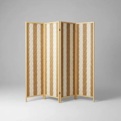 Biombo Separador Oficina Ambientes Divisor 4 Puertas 180 Cm Geométrico Blanco/marron