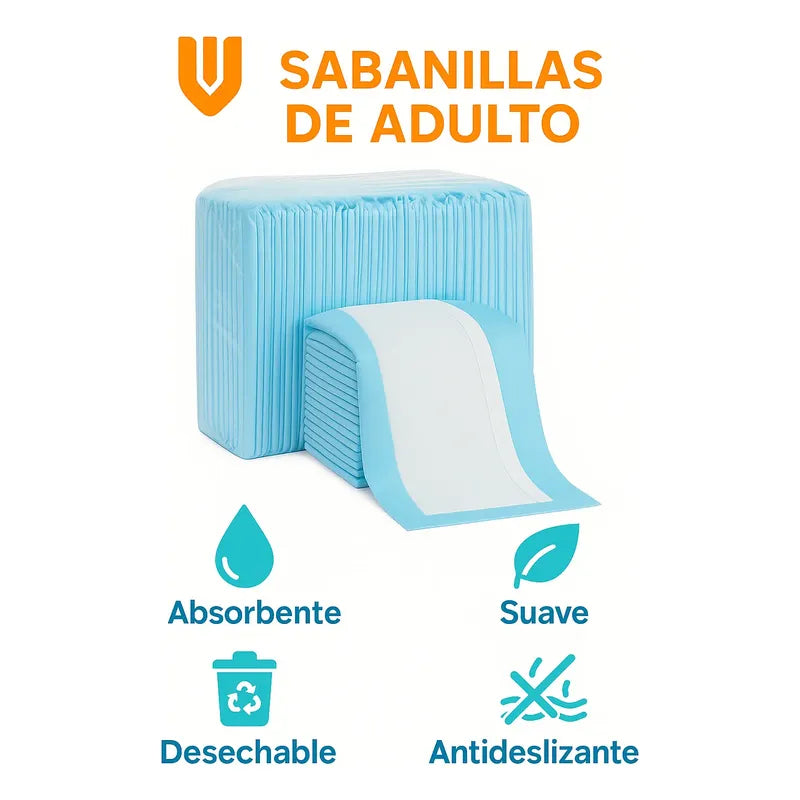 Vitrineon Sabanilla Adulto 45x60 60 Unidades Protector Saban 45x60 Cm Blanco