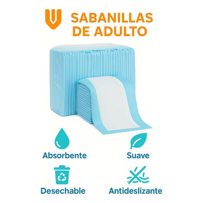 Vitrineon Sabanilla Adulto 45x60 60 Unidades Protector Saban 45x60 Cm Blanco
