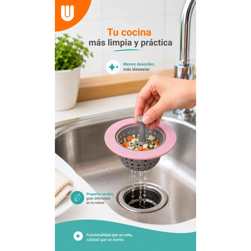 Filtro Bacha Pileta Rejilla Silicona Tapon Universal Cocina Multicolor Pequeño