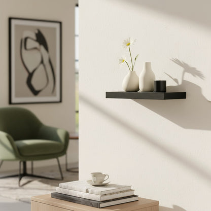 4 Repisa Flotante Dormitorio Baño Estantes Pared Mdf 40x15cm Negro