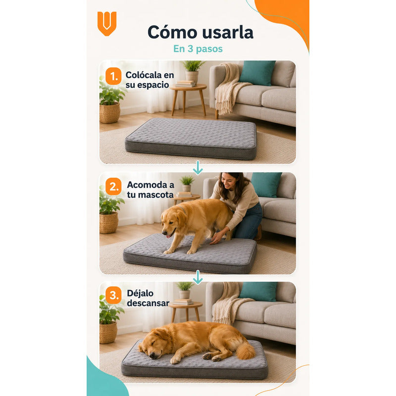 Cama Mascotas Perros Acolchada Resistente Lavable 90x72cm Color Gris