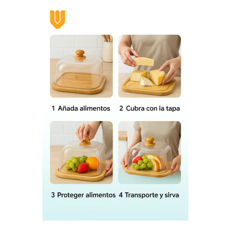 Base Cuadrada Bambu Ecologico Tortas Cupcakes 30x30cm Eco Bambú