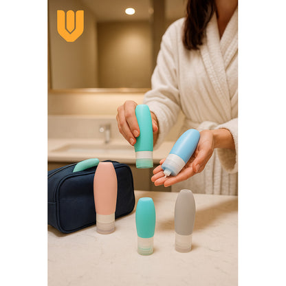 Pack 4 Botellas De Viaje De Silicona Dispensador Viaje 90ml