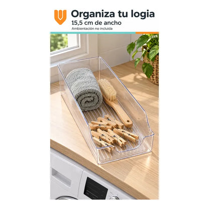 4 Organizadores Transparentes Acrílico 35cm Cocina Despensa Blanco