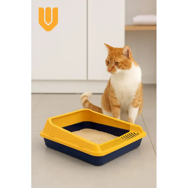 Arenero Gato Pequeño Caja Arena Bandeja Sanitaria Higienica Amarillo/azul