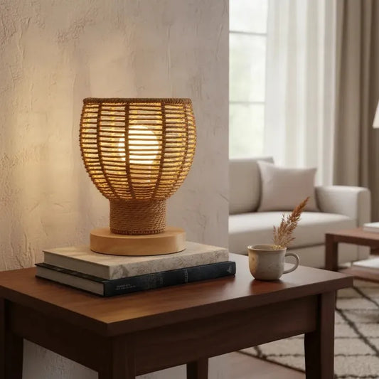 Lampara Mesa Bambu Led E27 Iluminacion Ambiental Luz Calida Noche Mesa Bambu Iluminacion Ambiental Led E27 Estilo Clasico Natural Luz Calida Dormitorio Color Marron Claro Lampara Mesa Bambu...